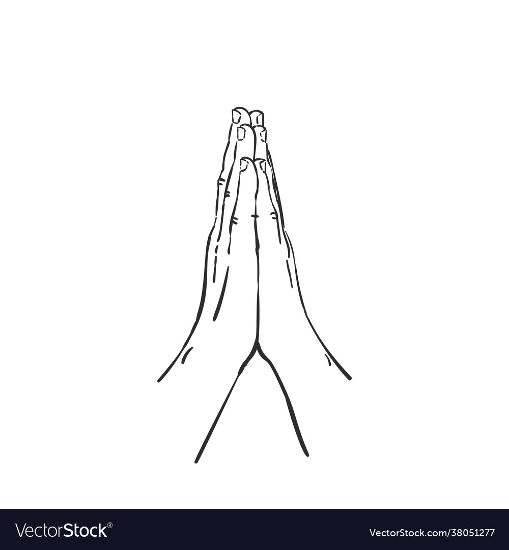 Hand drawn hands in praying position isolated Vector Image