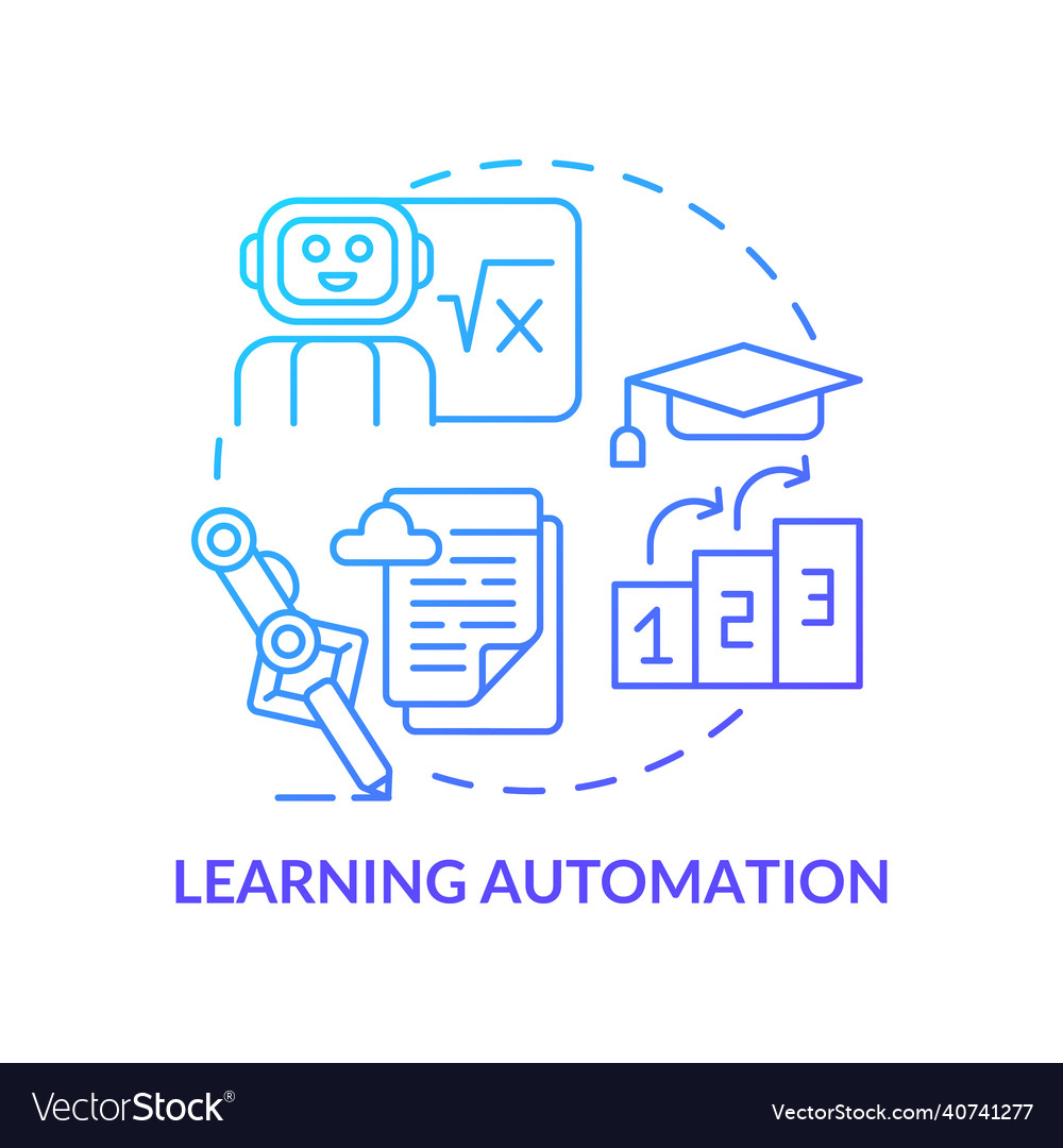 Learning automation blue gradient concept icon Vector Image