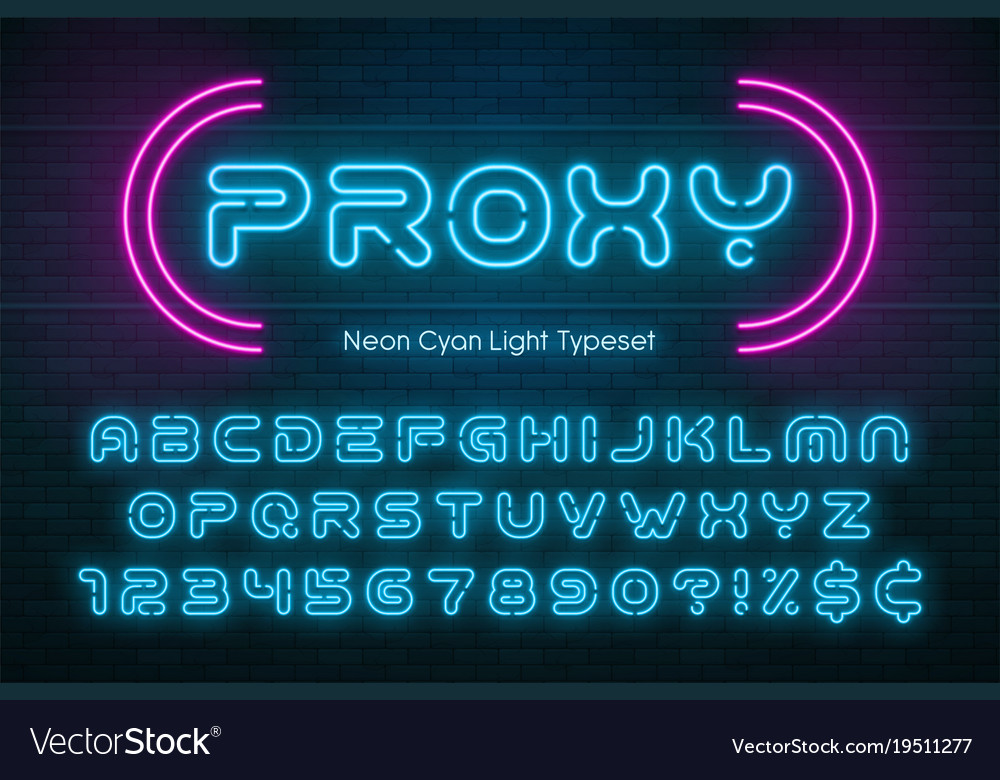 Neon light alphabet futuristic extra glowing font