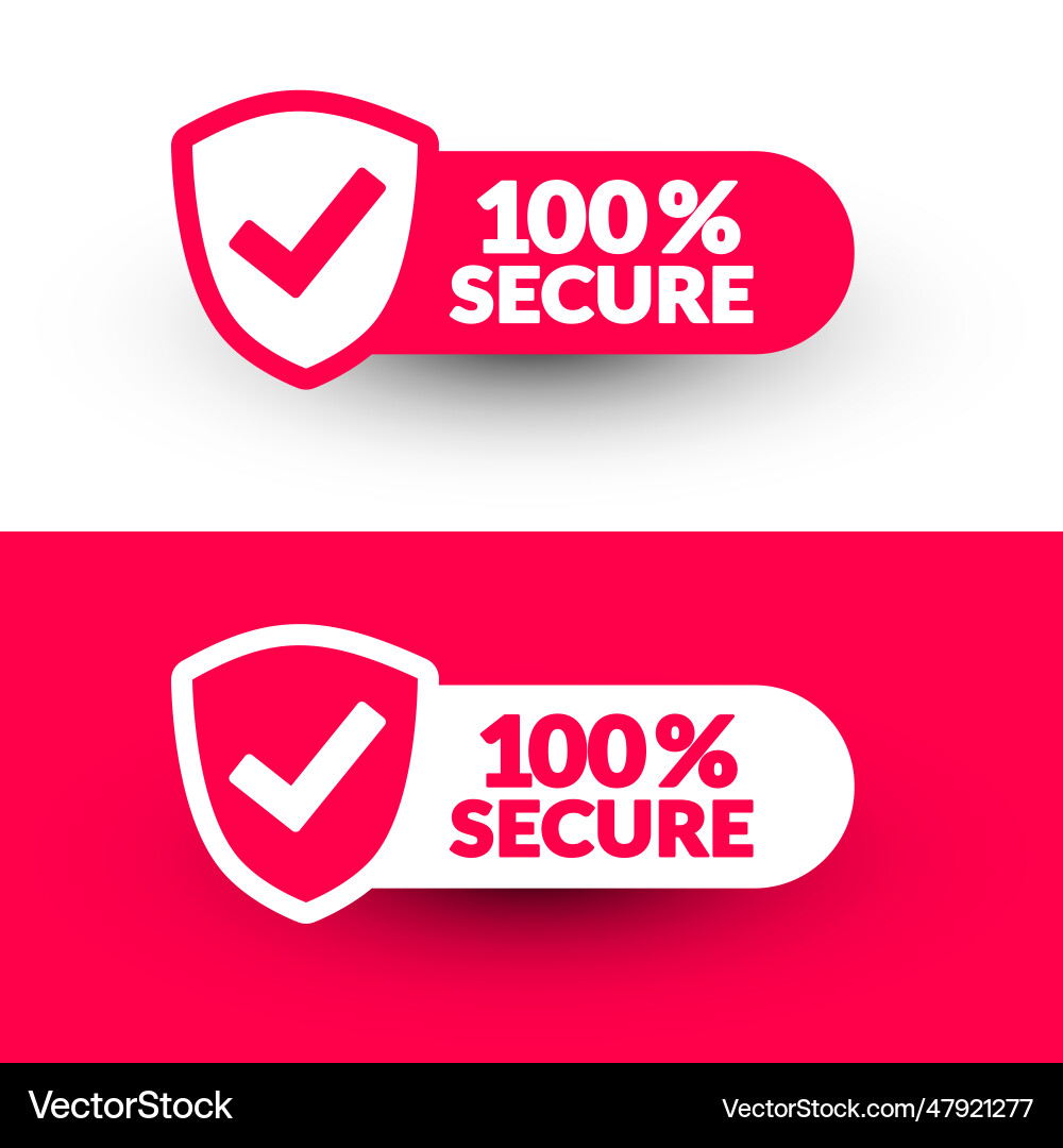 Rounded label set with shield icon and text 100 pe