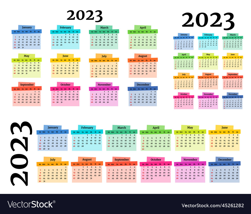 Calendar for 2023 isolated on a white background Vector Image