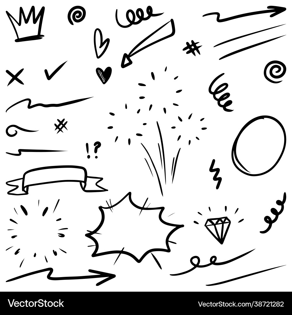 Hand drawn set doodle elements for concept design Vector Image