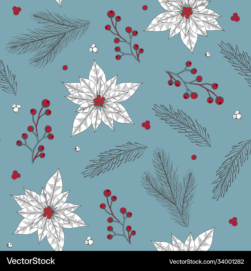 Seamless pattern with christmas tree decorations Vector Image