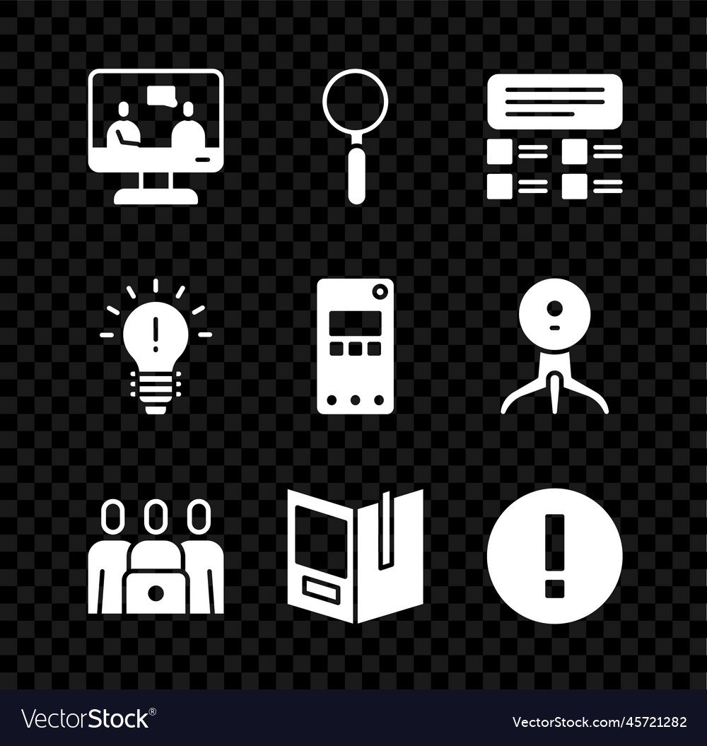 Set online education magnifying glass quiz test Vector Image