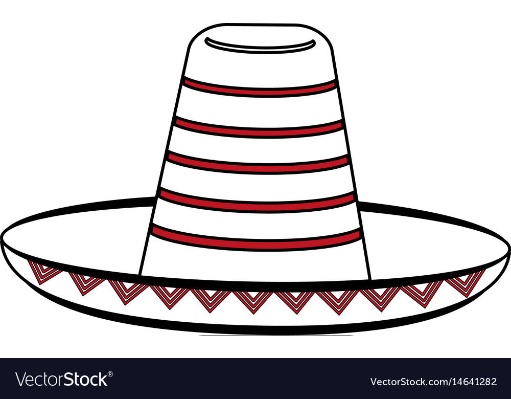 Sketch color silhouette mexican hat accessory Vector Image