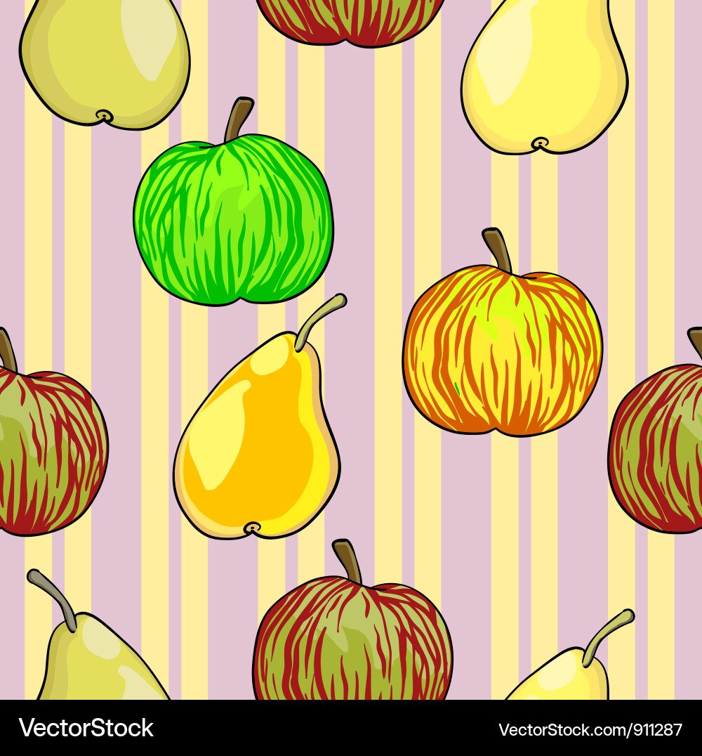Apples pears fruits pattern Royalty Free Vector Image