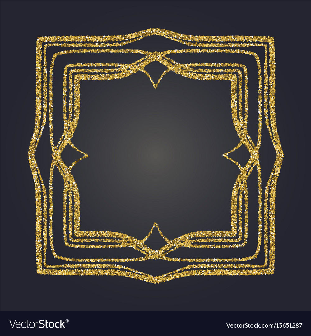 Art nouveau gold glitter decorative rectangle Vector Image