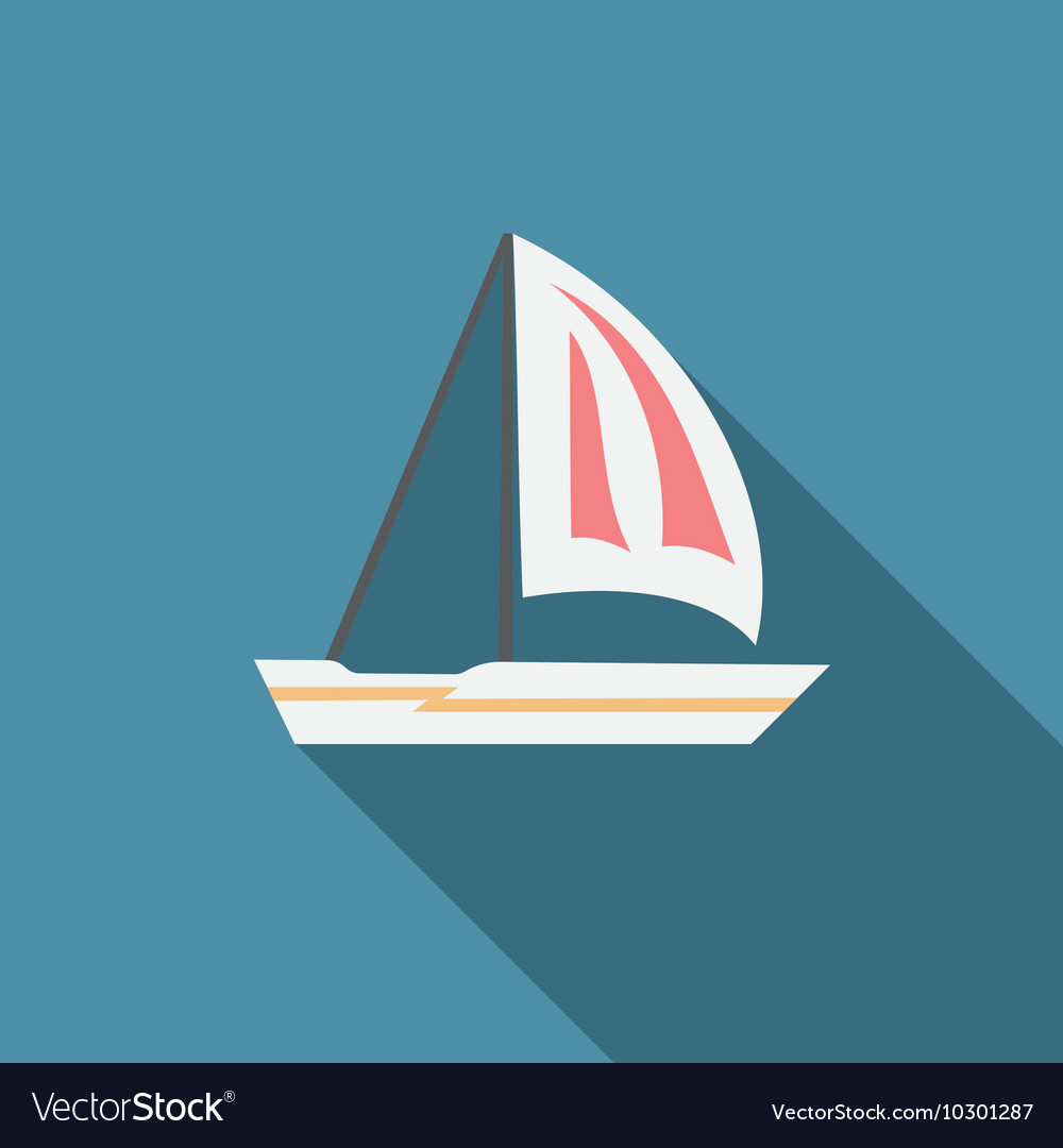 Flat design modern of sailing boat icon with long Vector Image