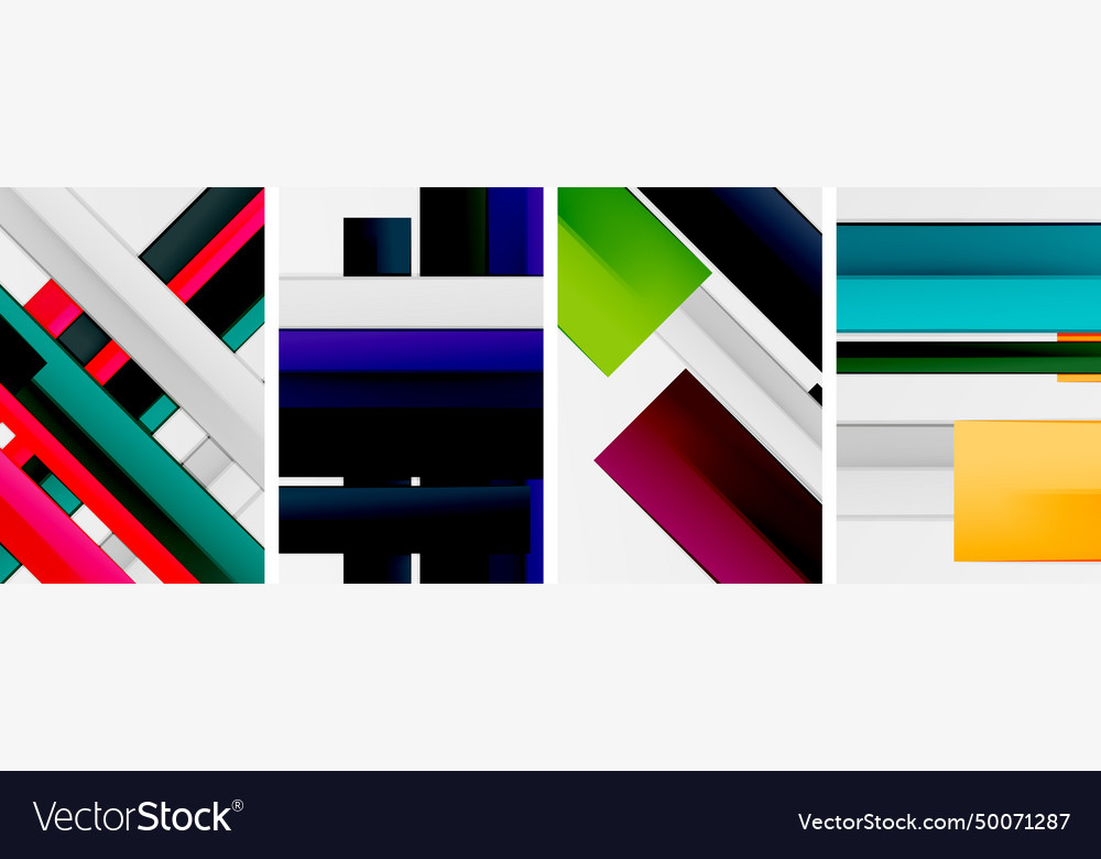 Minimal lines and color stripes poster abstract Vector Image