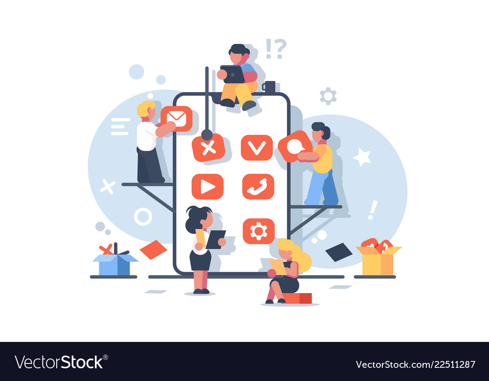 Mobile application development creative design Vector Image
