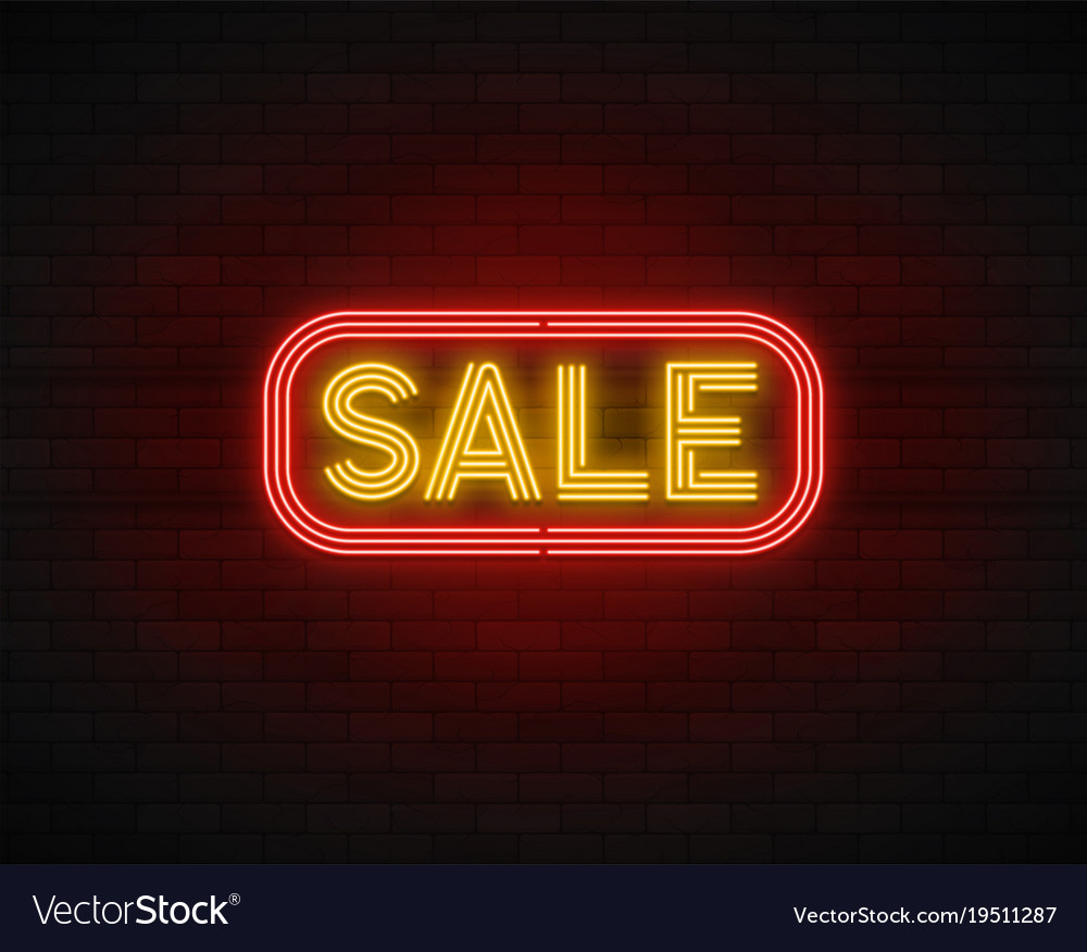 Neon light linear promotion banner price tag Vector Image