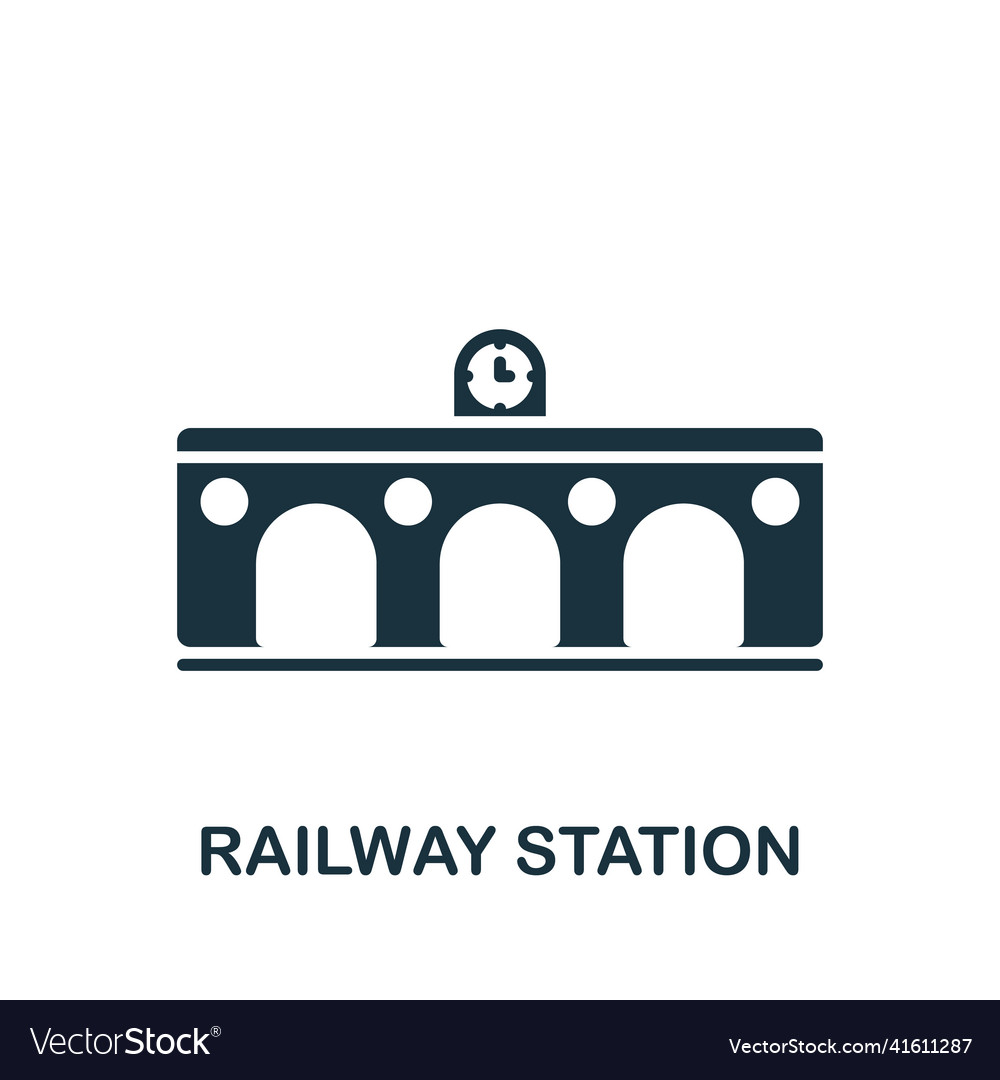 Railway station icon monochrome simple icon Vector Image