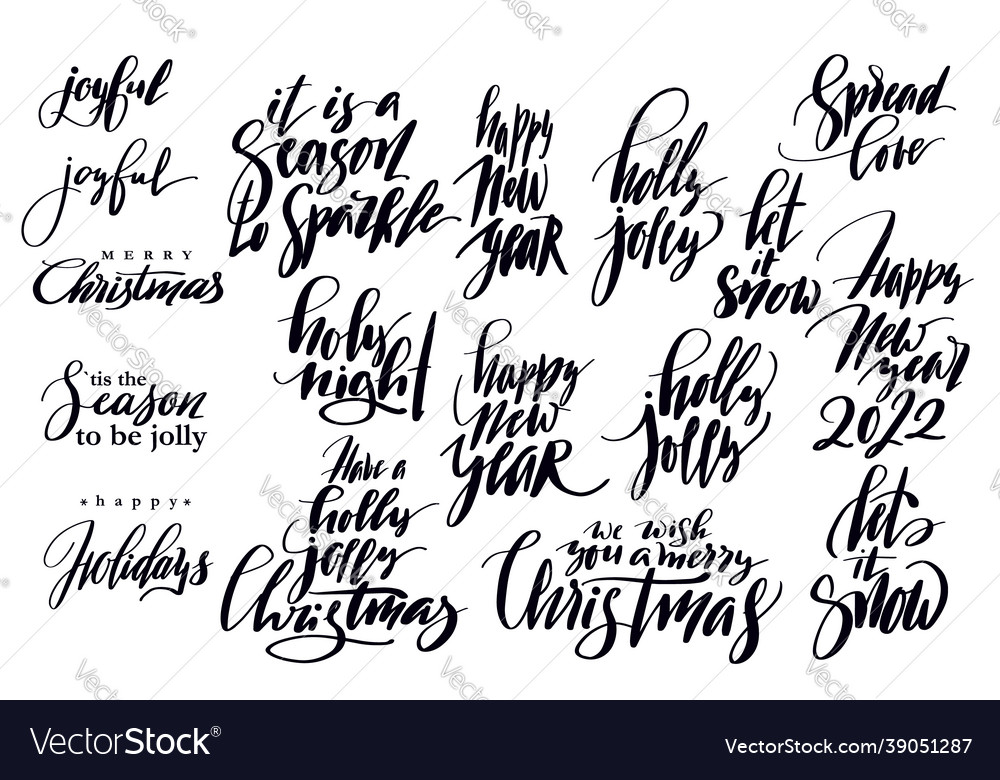 set-of-holiday-lettering-for-christmas-cards-vector-image
