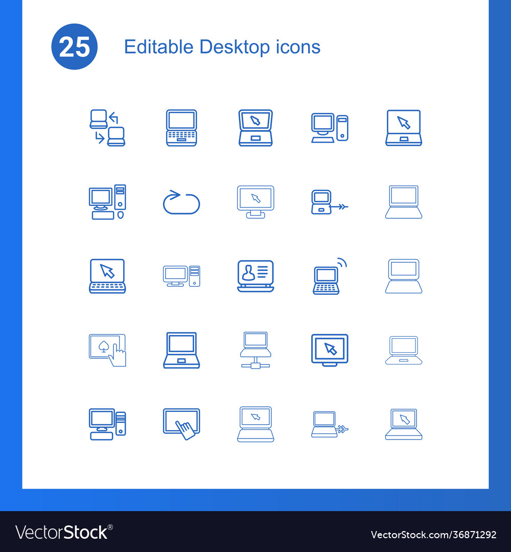 25 desktop icons Royalty Free Vector Image - VectorStock