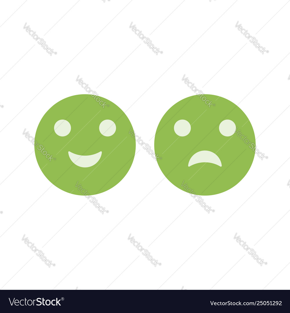 Happy and sad smiley flat icons isolated on white