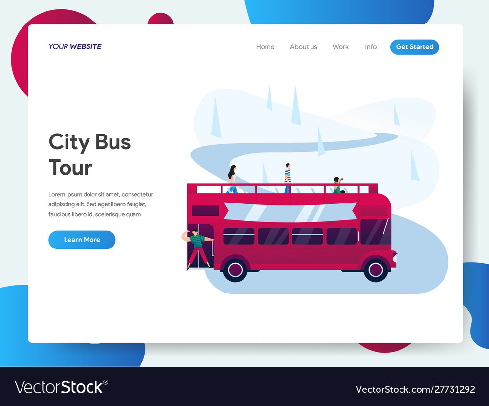 Landing page template city bus tour concept vector image Landing page template city bus tour concept