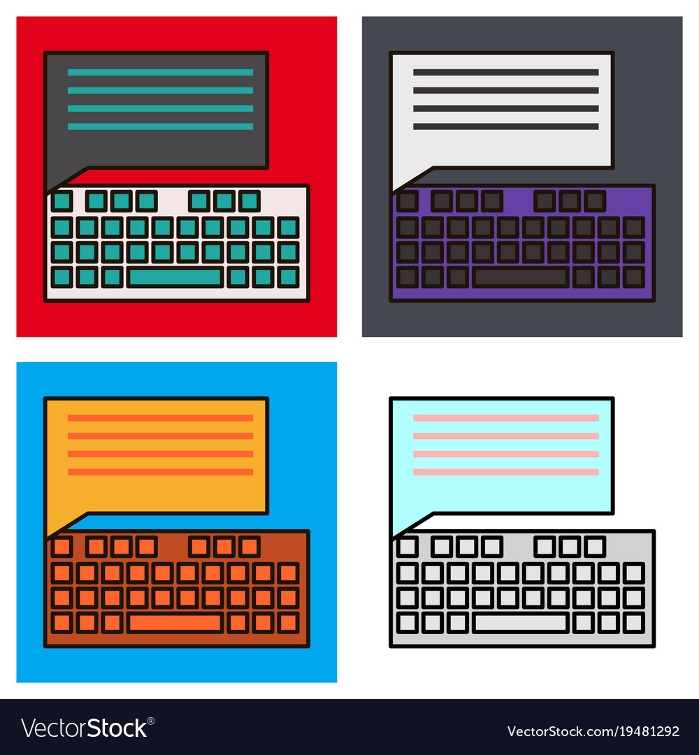 Set of flat line icon concept new email inbox Vector Image