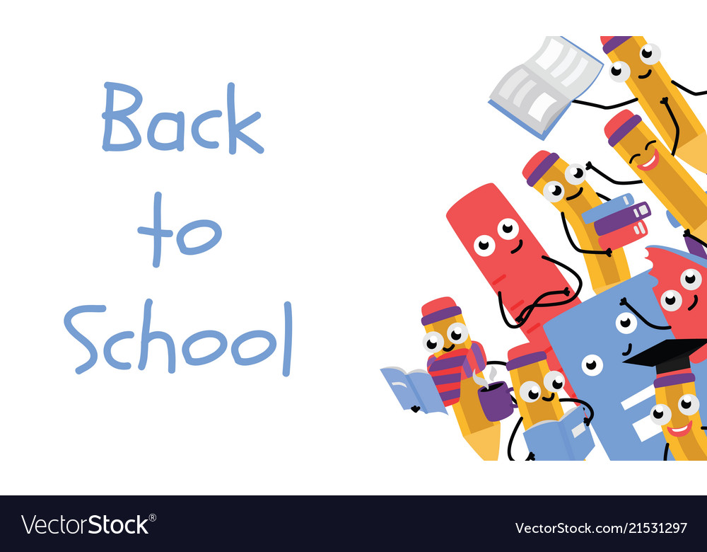 Back to school poster with pencil character Vector Image