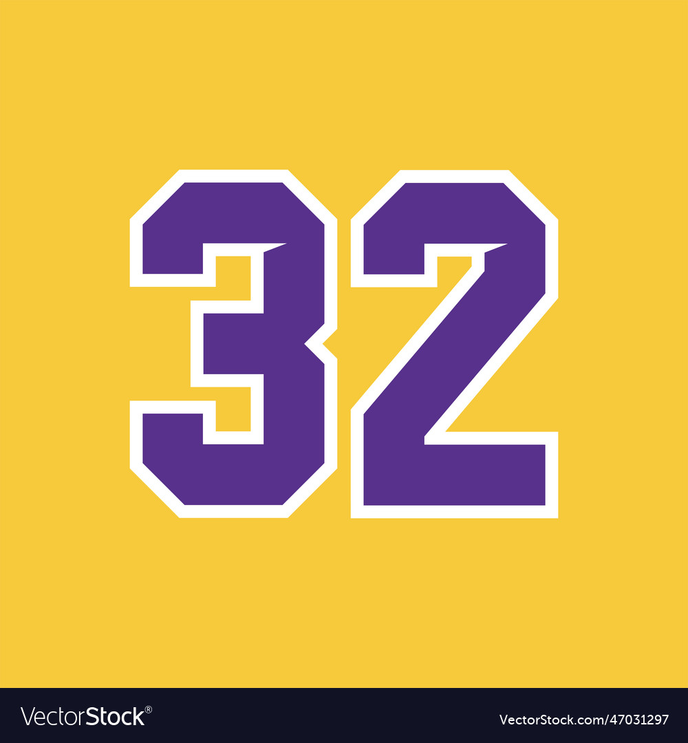 Basketball sport number template 32 Royalty Free Vector