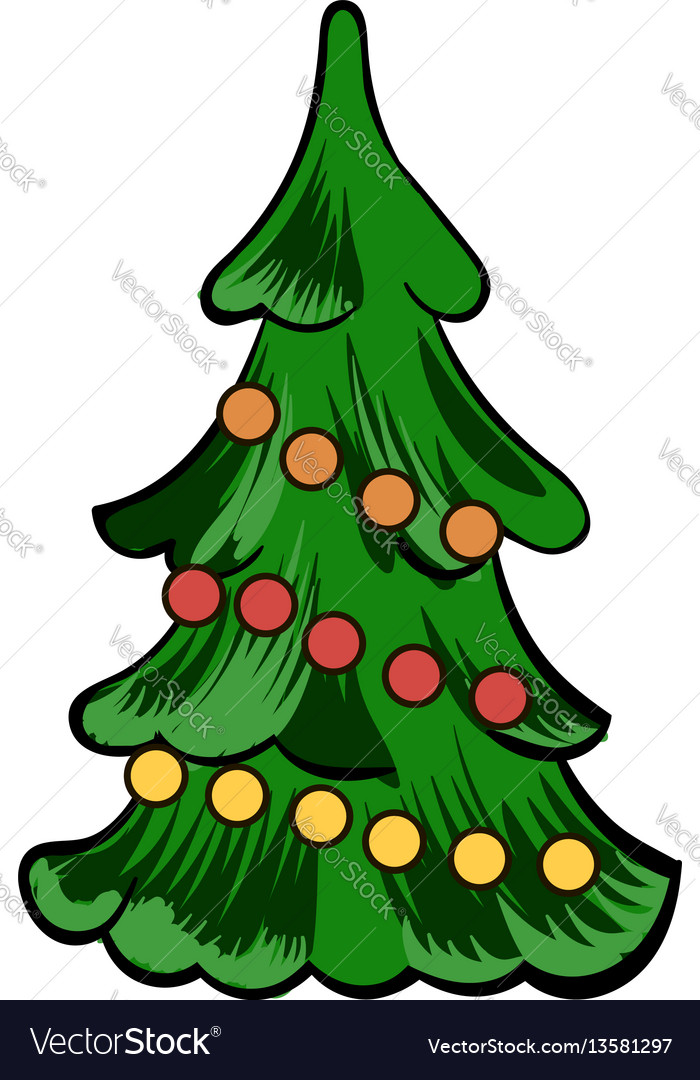 Christmas tree icon cartoon Royalty Free Vector Image