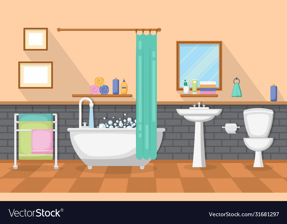 Classic bathroom interior clean room wooden Vector Image