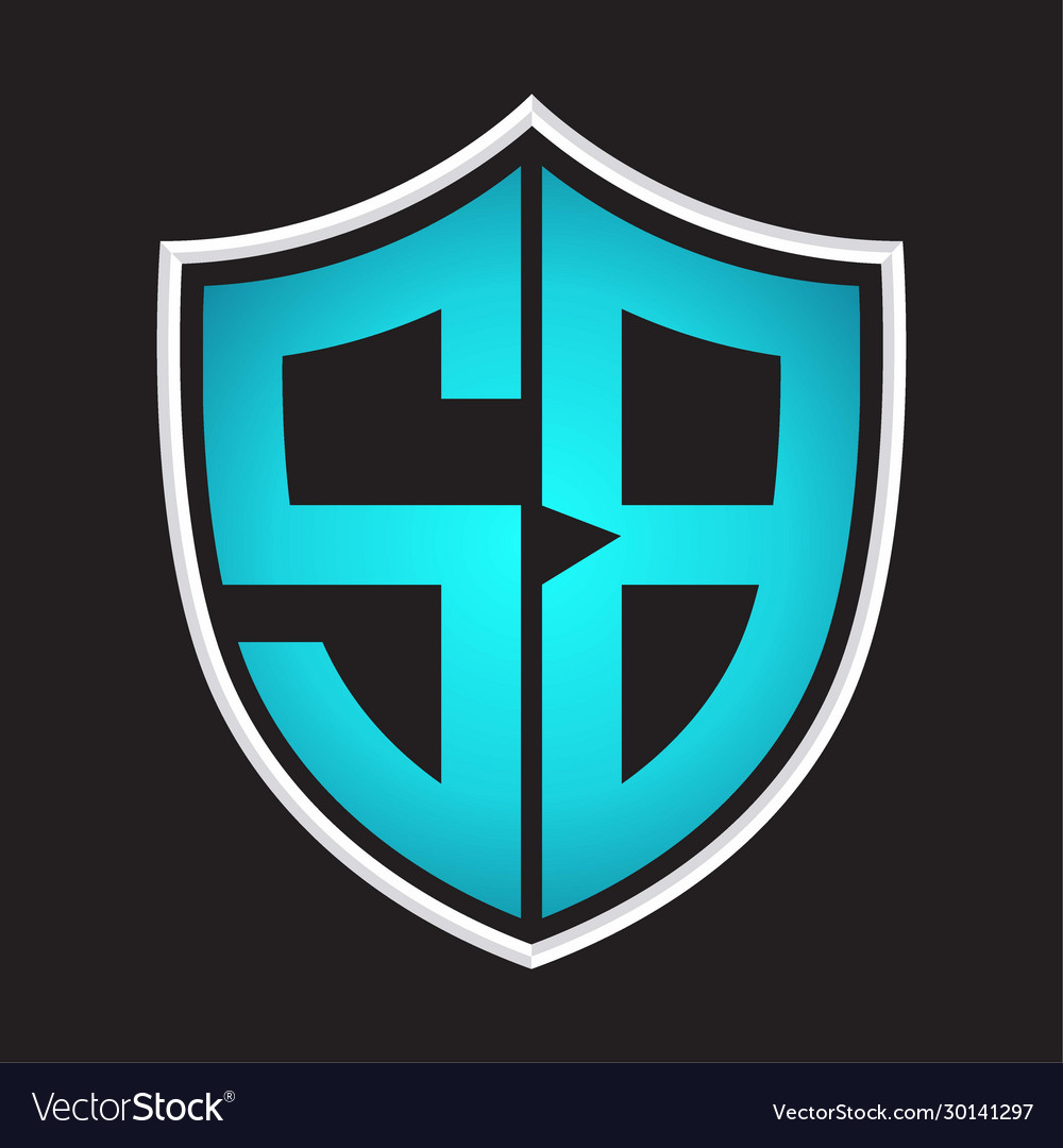 Sb logo monogram with shield shape isolated blue Vector Image