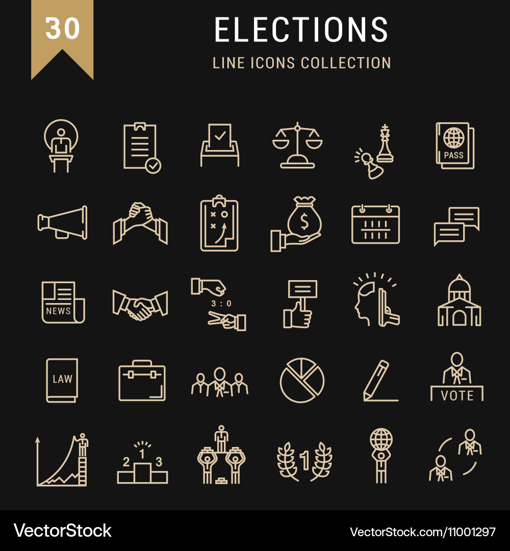 Set Flat Line Icons Elections Royalty Free Vector Image