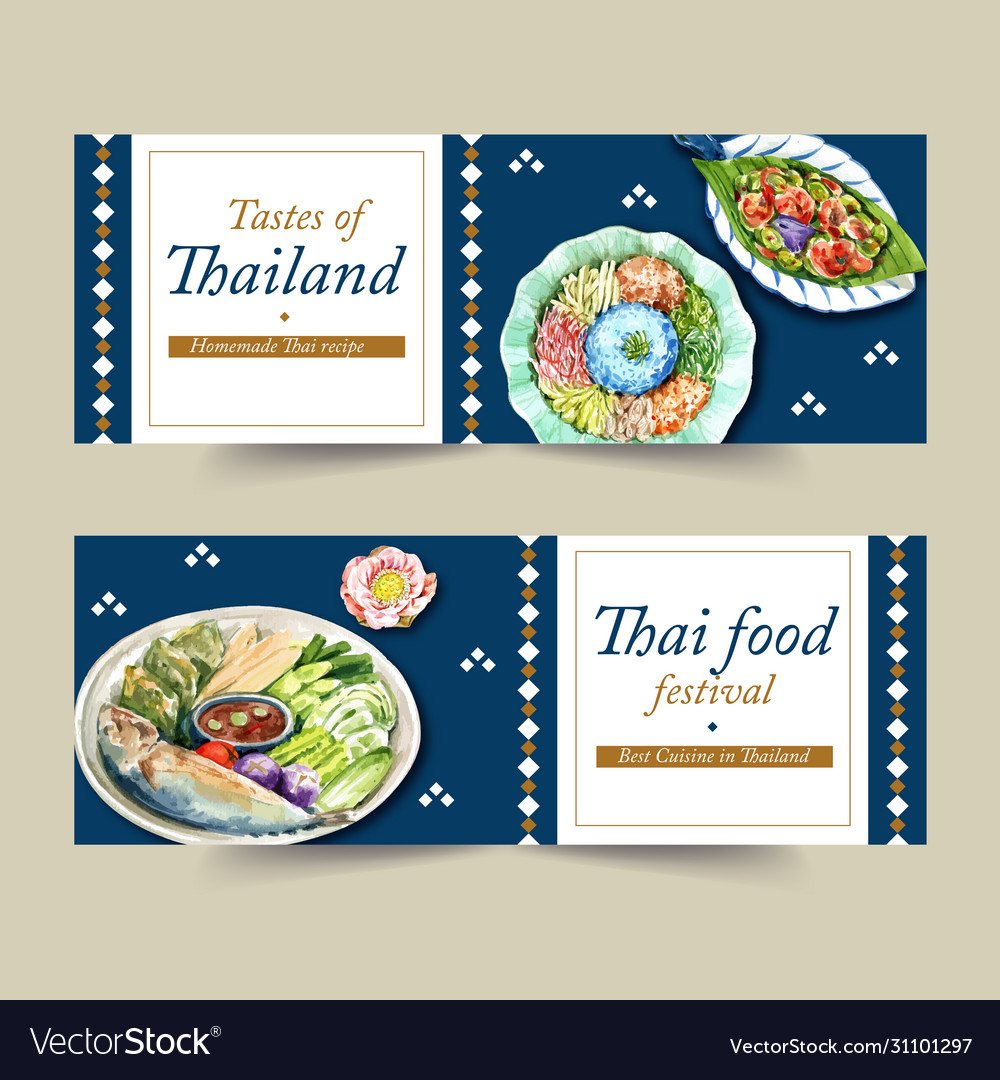 Thai food banner design with dry rice salad