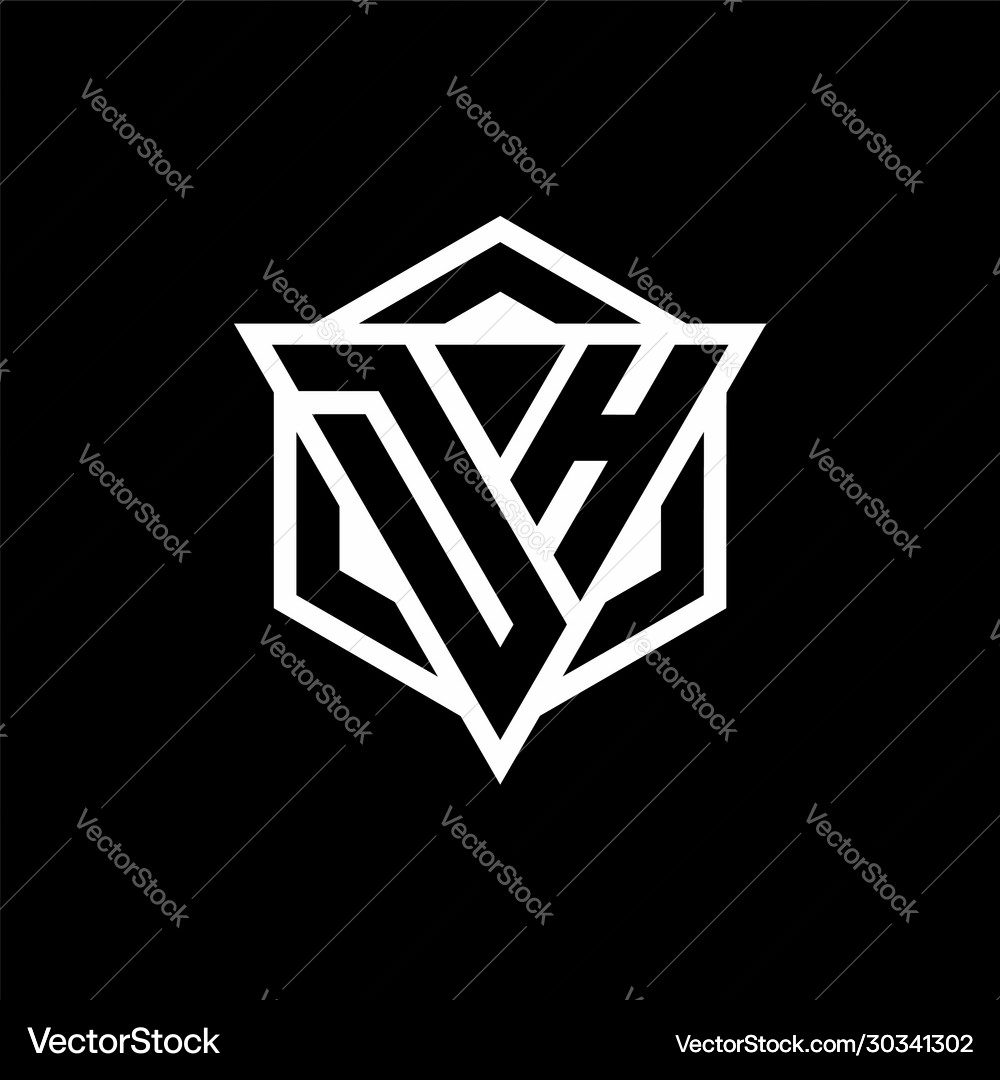 Dh logo monogram with triangle and hexagon shape Vector Image