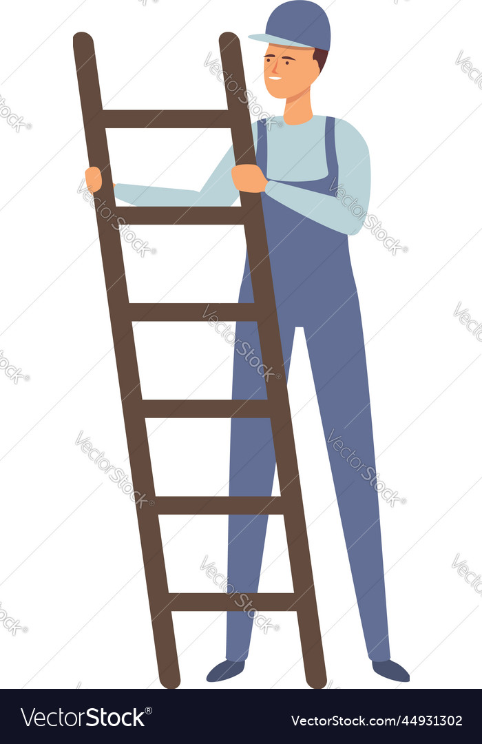 Gasman ladder icon cartoon gas engineer Royalty Free Vector