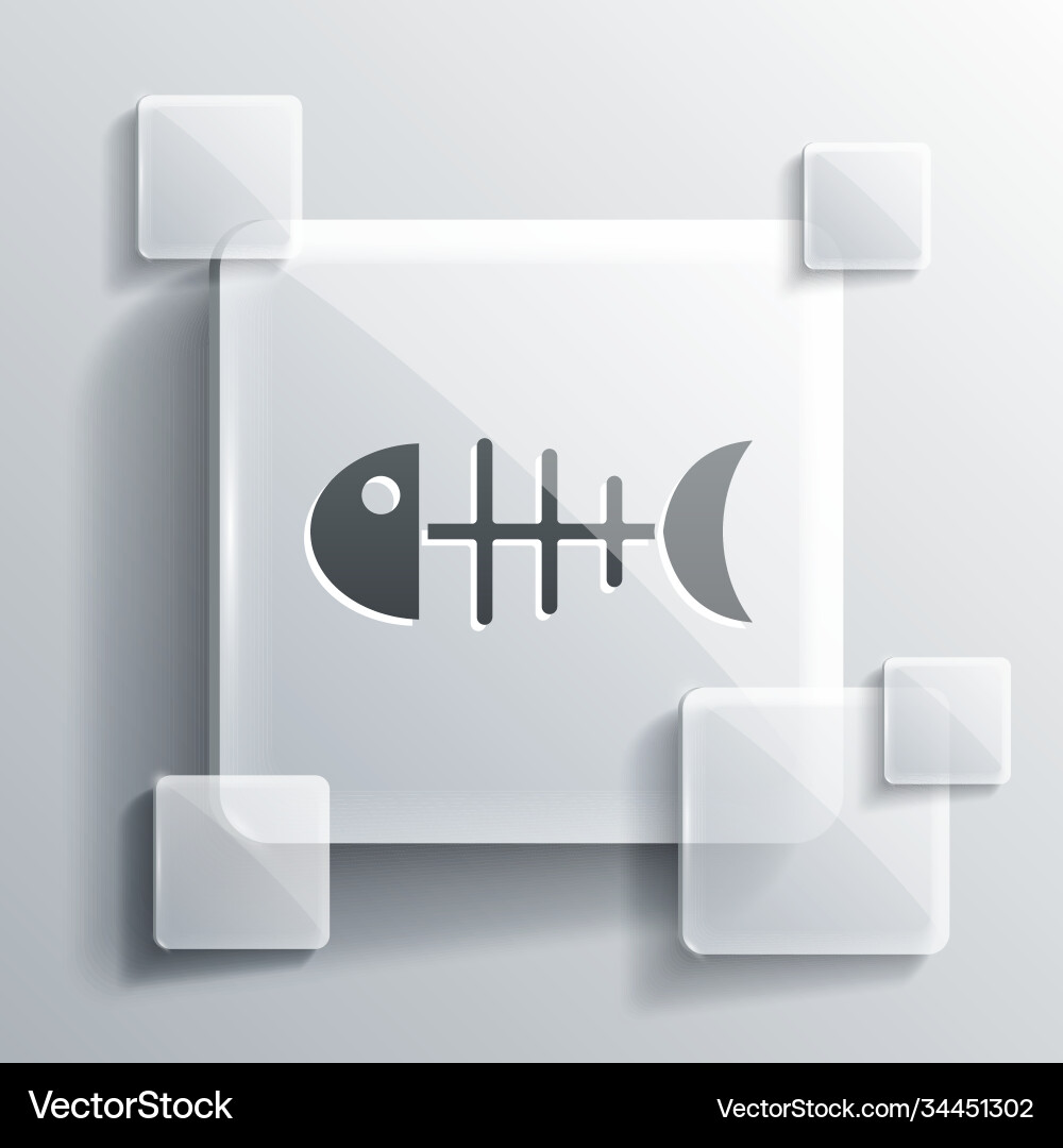 Grey fish skeleton icon isolated Royalty Free Vector Image