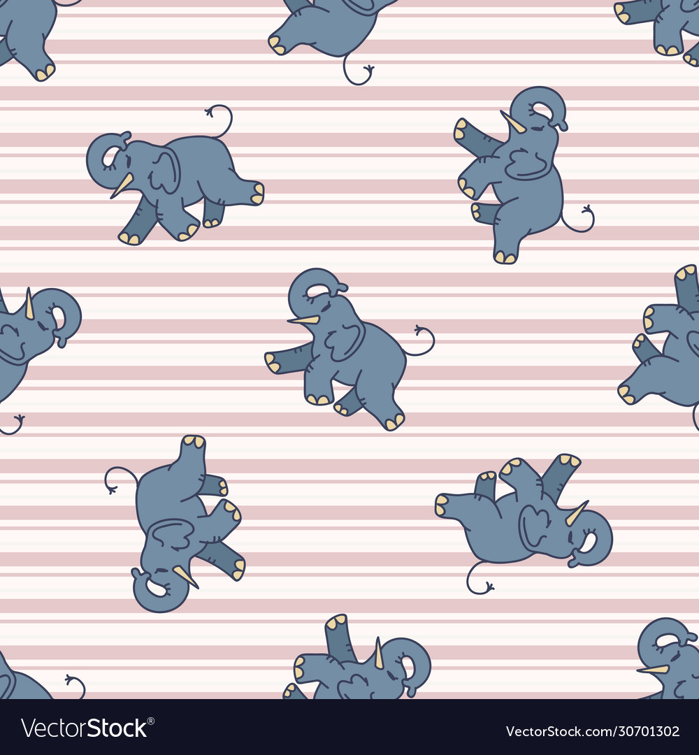 Kawaii cartoon elephant seamless pattern cute Vector Image