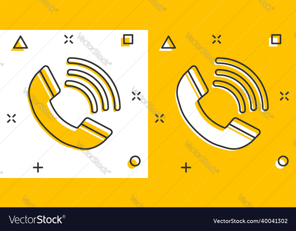 Phone icon in comic style telephone call cartoon Vector Image