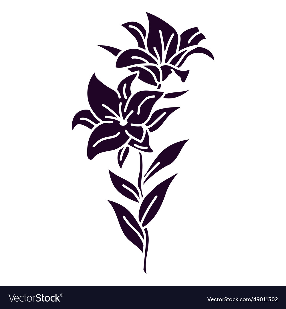 Stem of flowers cut out Royalty Free Vector Image