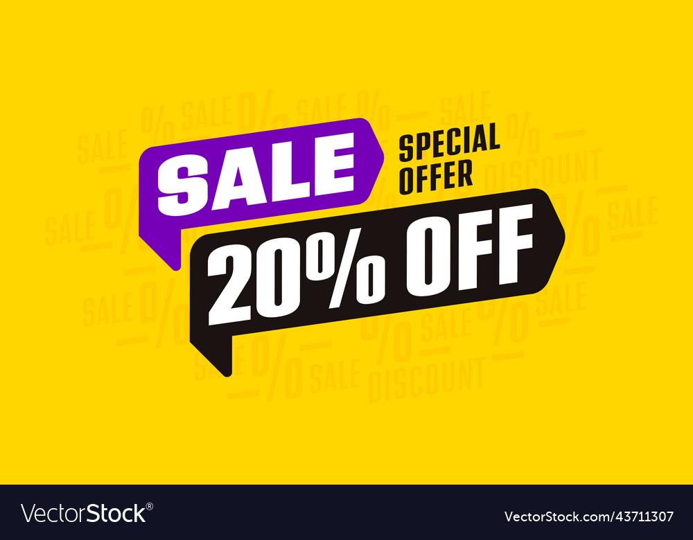 20 percent off sale sticker template Royalty Free Vector