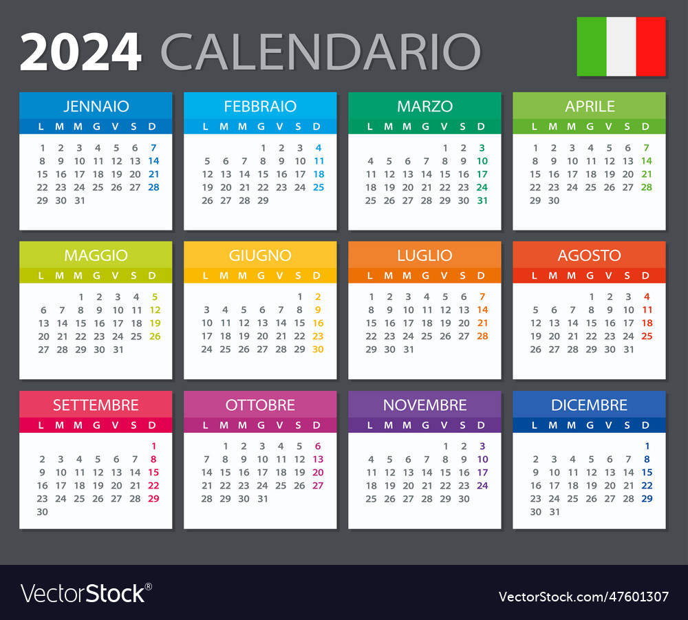 2025 calendar italian stock Royalty Free Vector Image