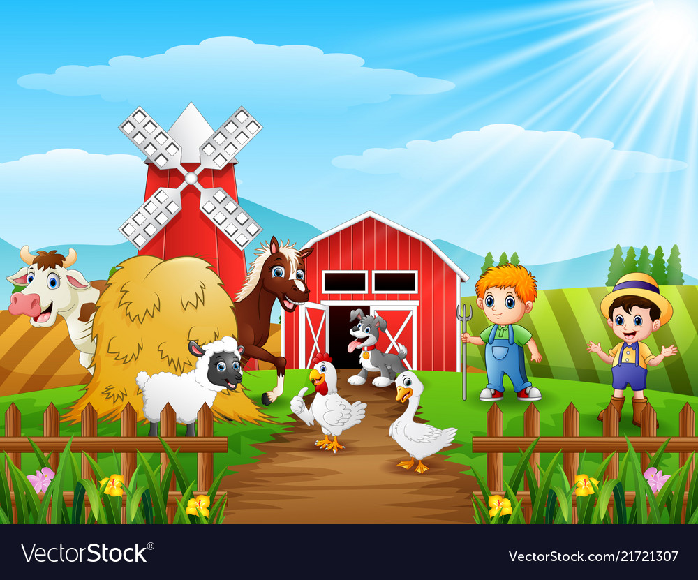 Farmers keeping the animals on the farm Royalty Free Vector