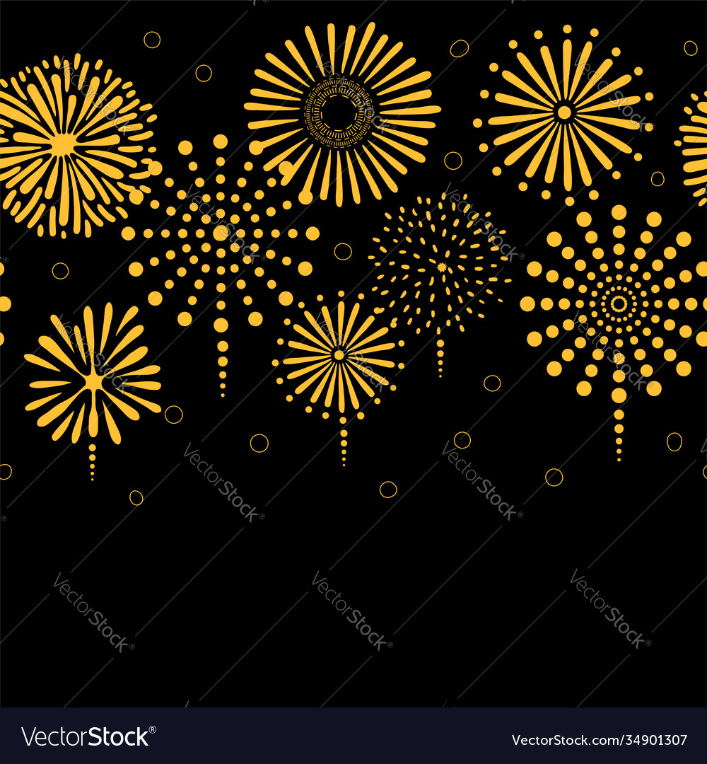 Fireworks horizontal border Royalty Free Vector Image