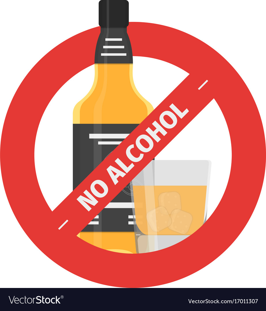 Flat Stop Drinking Icon Of Alcohol Bottle Vector Image