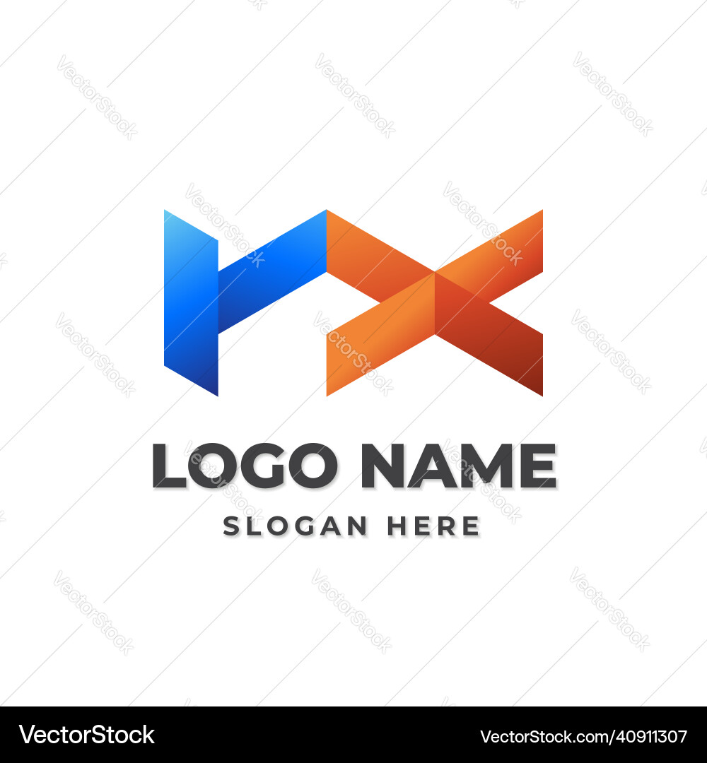 Gradient monogram rx initial letter logo Vector Image