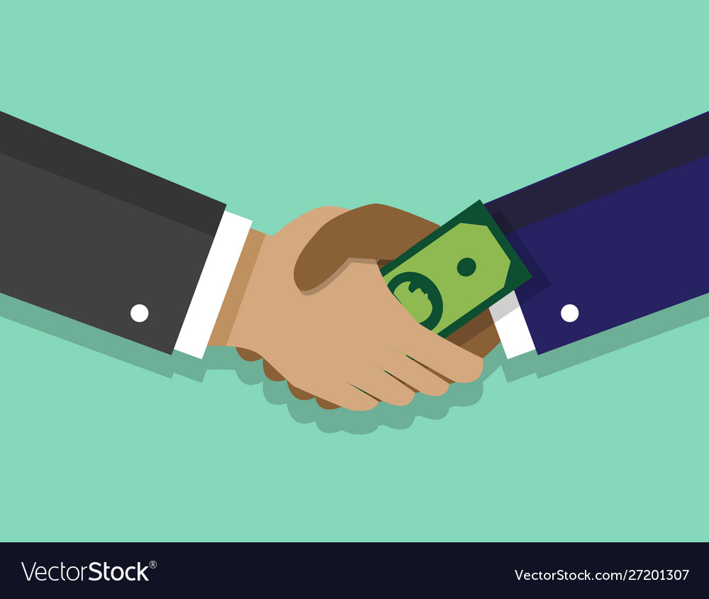 Handshake and bribe Royalty Free Vector Image VectorStock