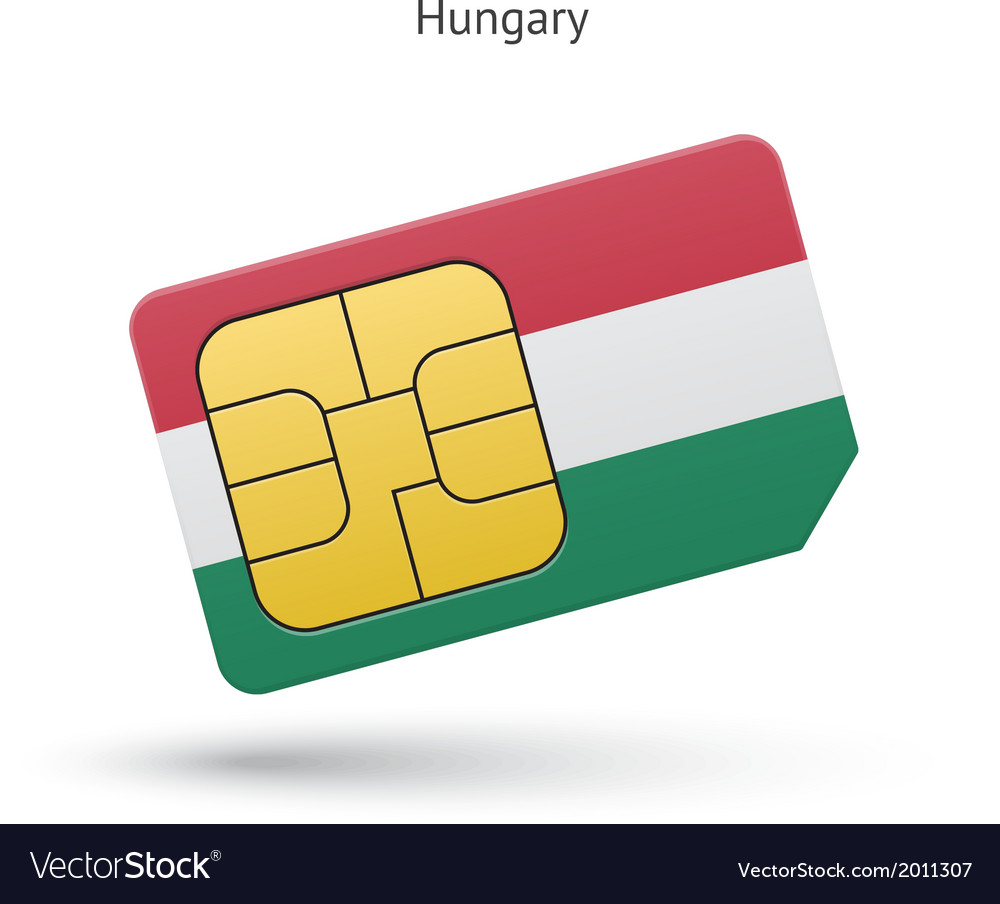 Hungary mobile phone sim card with flag Royalty Free Vector