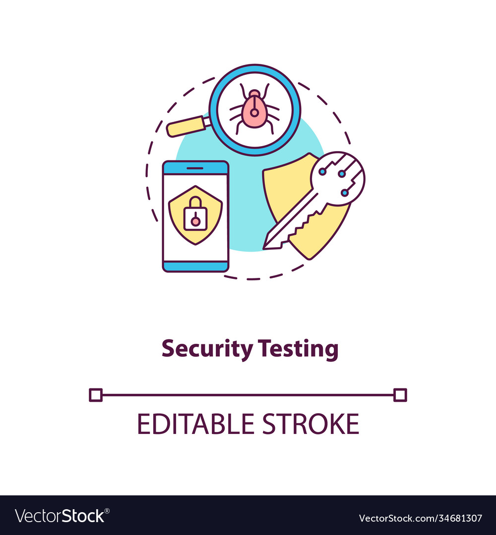 Security testing concept icon Royalty Free Vector Image