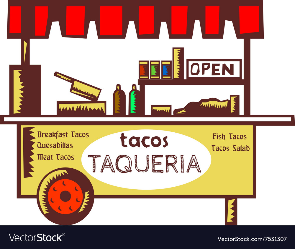 Taco Stand Taqueria Woodcut Royalty Free Vector Image