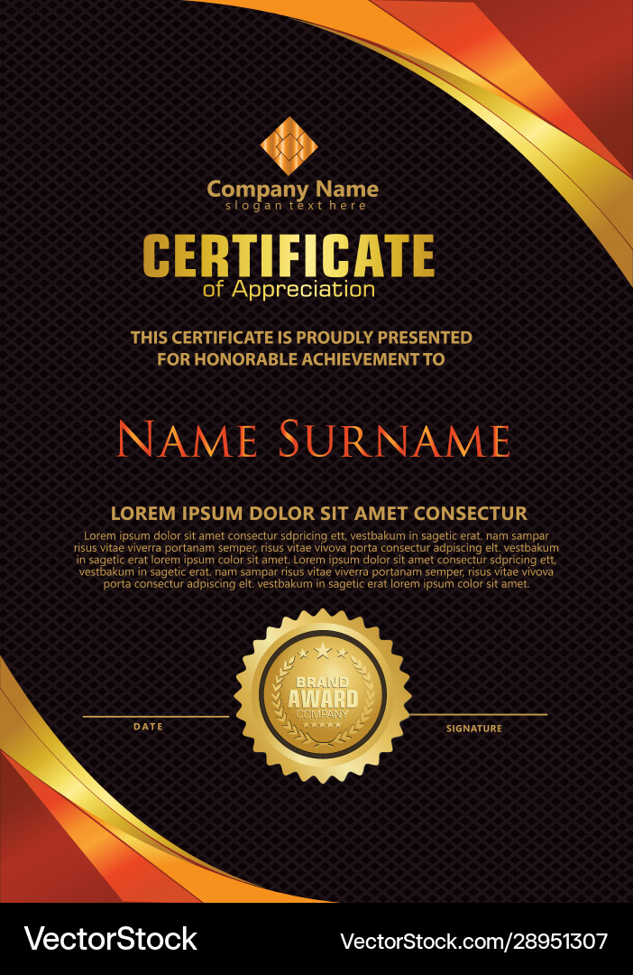 Vertical modern certificate template Royalty Free Vector