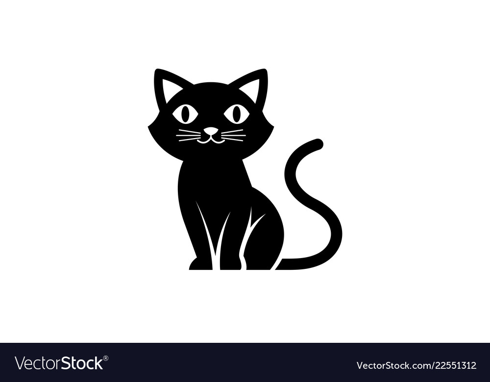 Cute black cat icon Royalty Free Vector Image - VectorStock