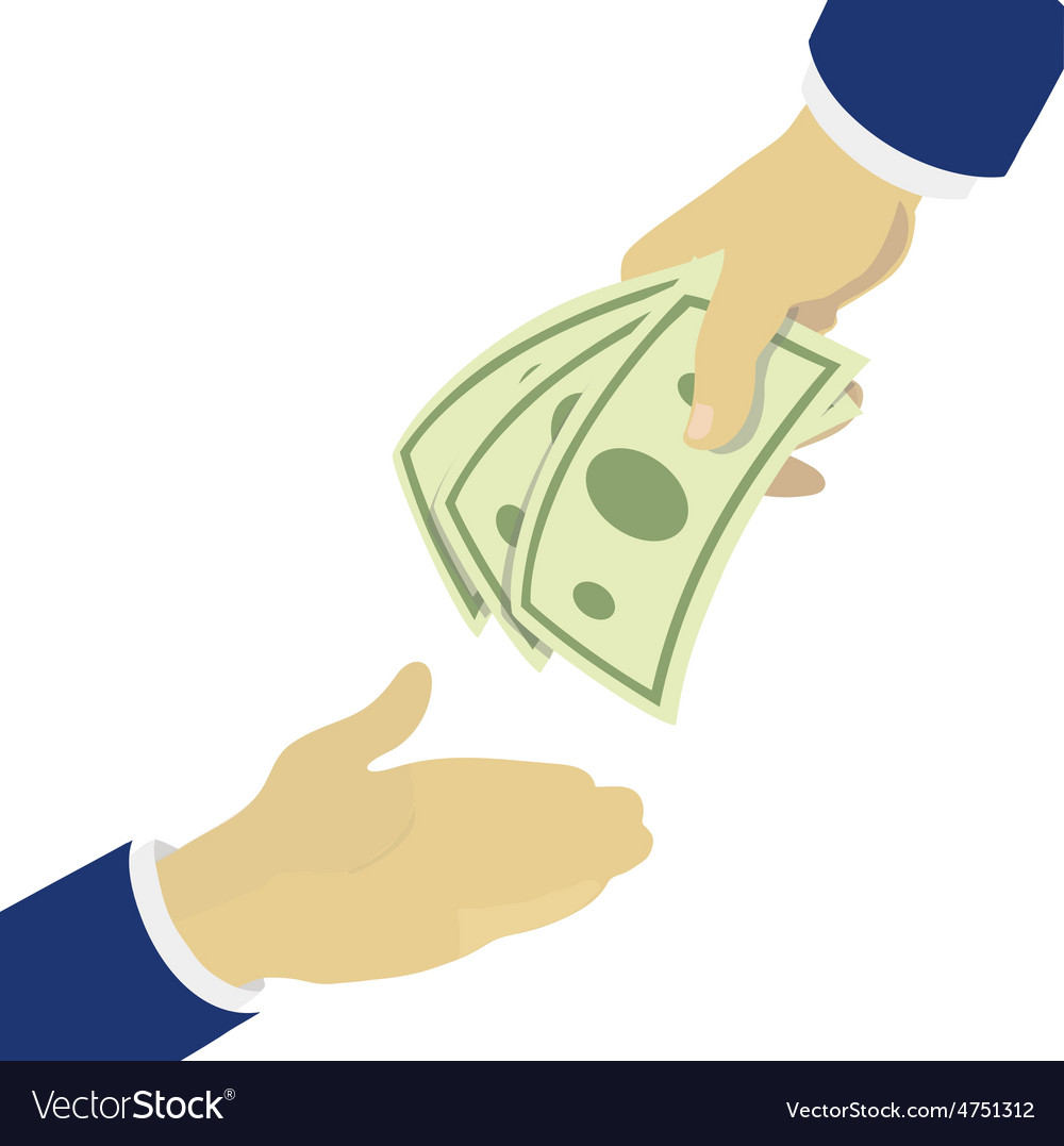 Creative hand holding green banknotes Royalty Free Vector