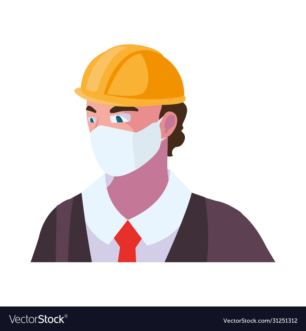 Industry operator wearing face mask at work Vector Image