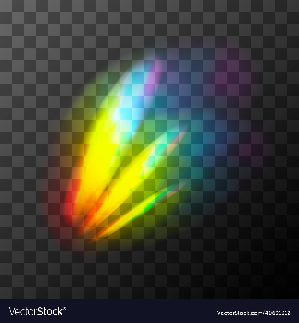 Rainbow light effect light streak overlay of lens Vector Image