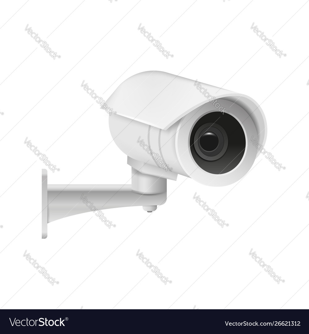 Realistic modern cctv camera isolated on white Vector Image